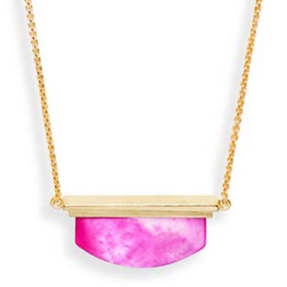 NWT Kendra Scott Dean Magenta Mother of Pearl Gold Adjustable Necklace